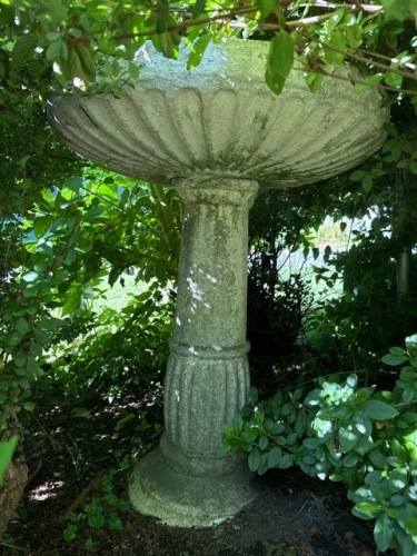 Large Heavy Concrete Bird Bath with Patina