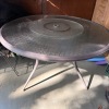 Large Round Patio Table with Pair of Chairs and Cushions - 7