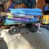 Pool and Garden Shed Lot with Baker's Rack and Metal Wagon - 2