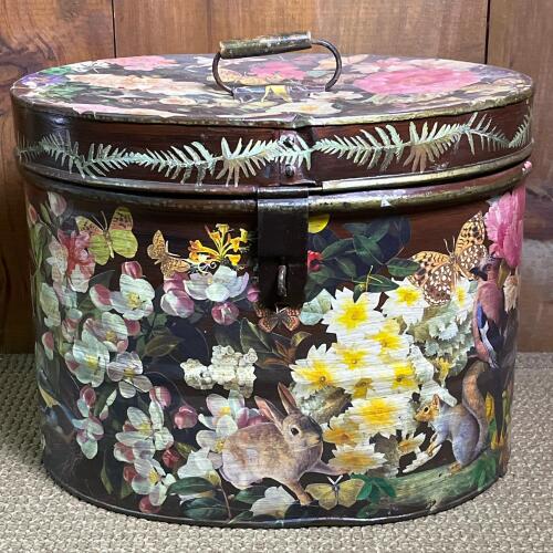 Floral and Animal Motif Metal Storage Tin