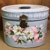 Hand-Painted Metal Tin with Floral Motif