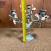 Floral Patinated Metal Candelabra - 4