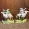Pair of Adorable Porcelain Boy and Girl on Sheep Figurines - 2