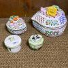 Porcelain Trinket Boxes With Floral and Animal Motifs - 4