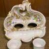 Rococo-Style Porcelain Inkstand with Gilt and Floral Decoration - 4