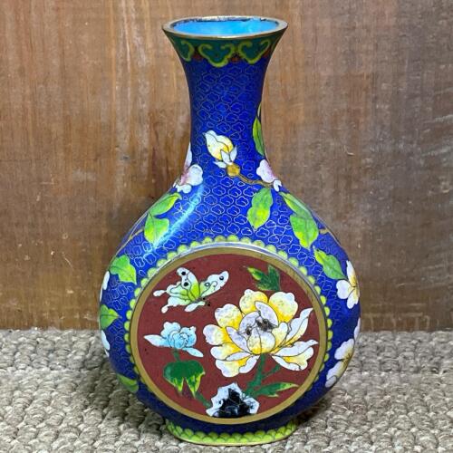 Cloisonn&eacute; Vase in Floral and Butterfly Motif