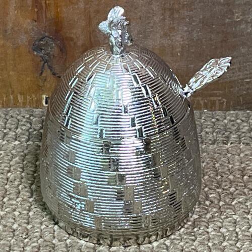 Metal Beehive-Style Honey Jar with Lid and Spoon