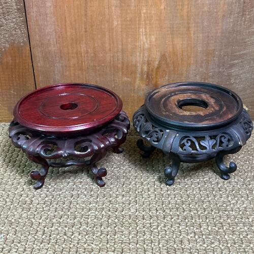 Pair of Carved Wood Display Stands