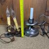 Electric Candle Lamps and Metal Chamberstick Lamp Lot - 3