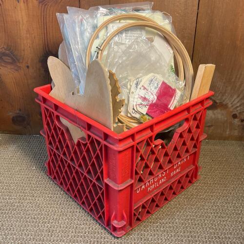 Assorted Craft Lot Needlework Supplies, Embroidery Hoops And More!
