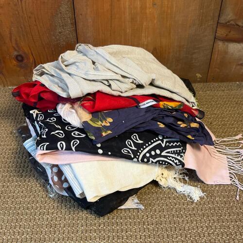Large Lot Of Assorted Multicolor Lightweight Scarves And Shawls