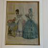 Pair of Framed Victorian-Style Embroidered Fashion Prints - 2