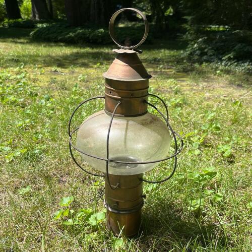 Vintage Antique-Style Metal and Glass Lantern