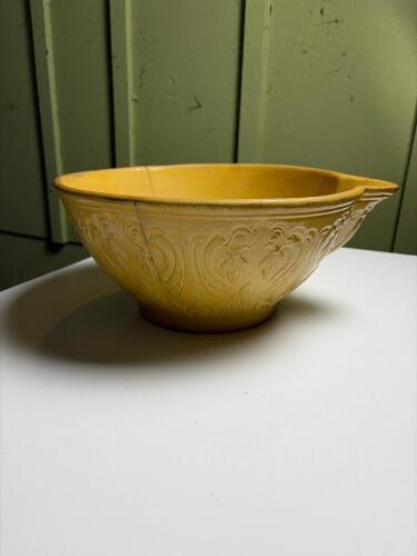 Yellow Glazed Mixing Bowl With Relief Decoration
