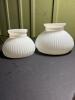 Pair of Ribbed White Glass Lamp Shades