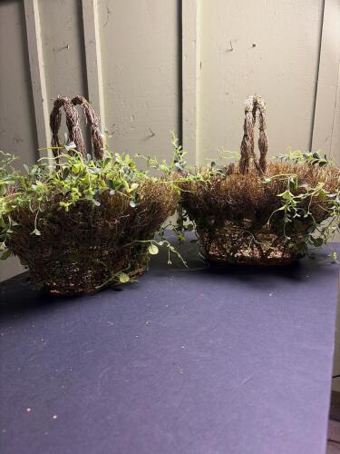 Rustic Grapevine Baskets with Faux Greenery