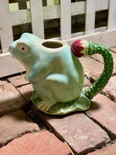 Frog-Form Majolica-Style Ceramic Pitcher or Jug