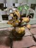 Metal Floral Table Sculpture With Faceted Glass Flowers