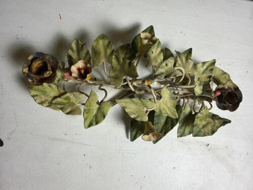 Tole Painted Metal Floral Wall Sconce in Italianate Style
