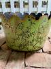 Hand-Painted Metal Planter With Scalloped Rim and Ring Handles - 2