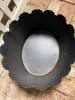 Hand-Painted Metal Planter With Scalloped Rim and Ring Handles - 3