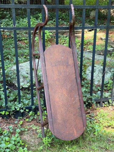 Antique Wooden Sled with Swan-Head Handles
