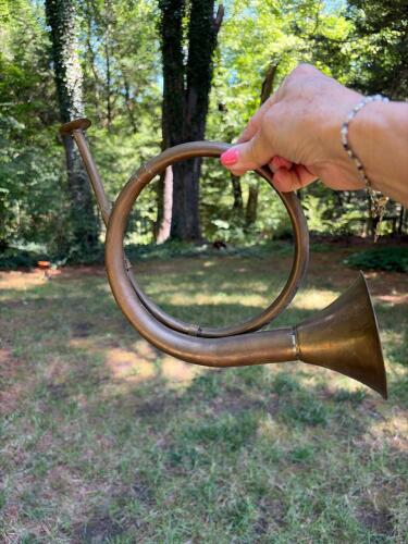 Brass Hunting Horn with Patina Finish