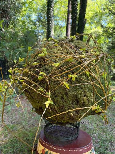Willow Ball Sphere on Antique Wirework Basket