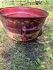 Red Tin Tub with Folk Art Floral Band - 2