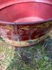 Red Tin Tub with Folk Art Floral Band - 3