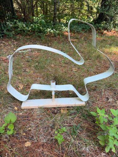 Two Large Outdoor Metal Rabbit Silhouette Yard Sculpture