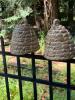 Pair of Handwoven Straw Skep-Style Basket Covers