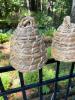 Pair of Handwoven Straw Skep-Style Basket Covers - 2