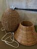 Woven Rattan Table Lamp with Tapered Basket-Style Shade