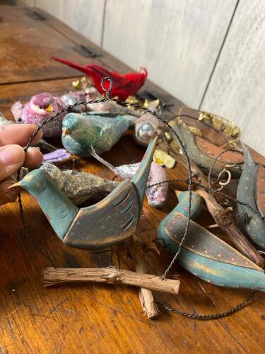 Mixed Lot of Folk Art style Bird Decorations