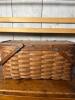 Woven Oak Picnic Basket with Hinged Lid and Dual Handles - 2