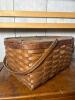 Woven Oak Picnic Basket with Hinged Lid and Dual Handles - 6