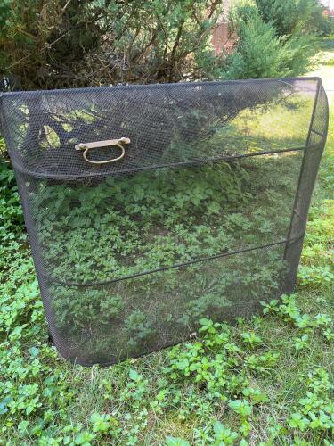 Metal Mesh Fireplace Screen with Brass Handle