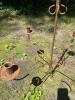 Wrought Iron Rust-Finish Candle Holder with Scrollwork Arms - 2