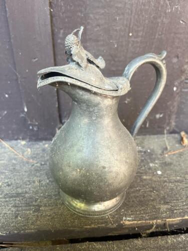 Ornate Metal Pitcher with Berry Motif Lid Finial