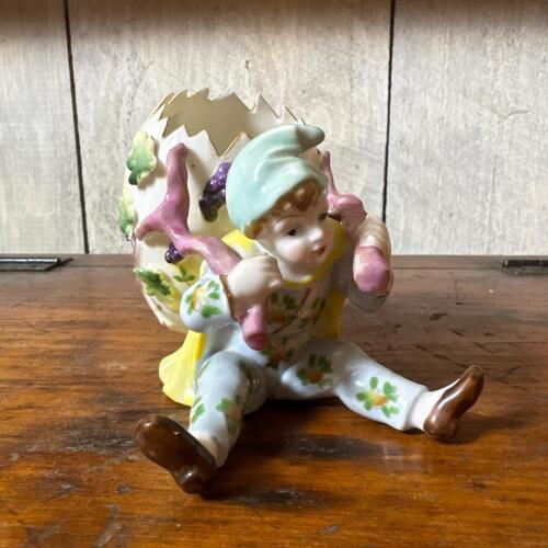 Vintage Ceramic Figural Child Egg Shell Planter