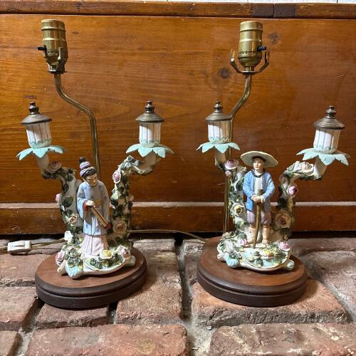 Pair of Ceramic Figurine Table Lamps