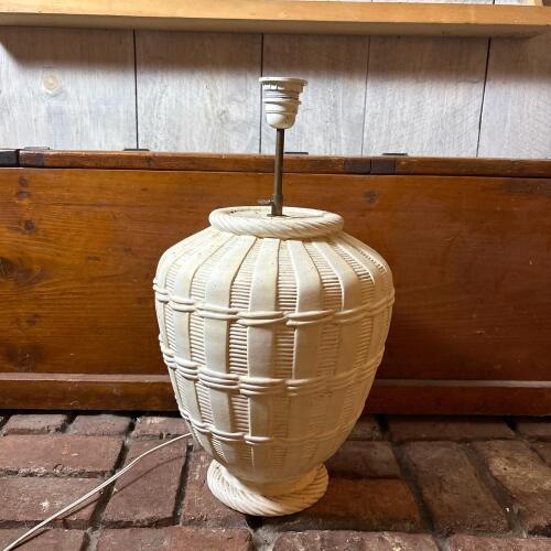 Ceramic Table Lamp With Basketweave-Style Base