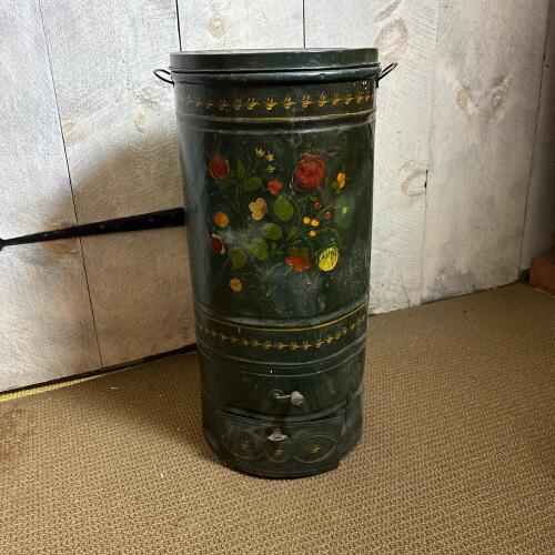 Vintage Painted Metal Flour Sifter Bin with Lid