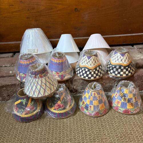 Fifteen Assorted Mini Lamp Shades in Varied Styles and Patterns