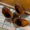 Trio of Brown Embossed Ceramic Pitchers With Grapevine Motif - 2