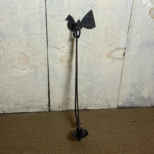 Wrought Iron Adjustable Rooster-Form Rushlight Candle Holder