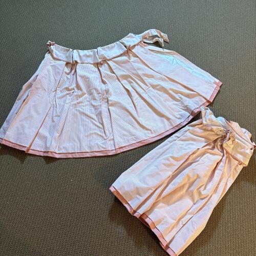 Pair of Vintage Pink Striped Table Skirts