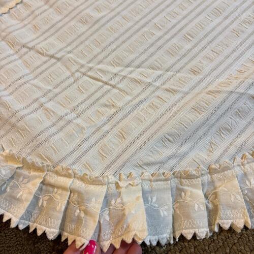 Sibyl Shepard Queen Size White Bed Sheet Top With Lace Trim