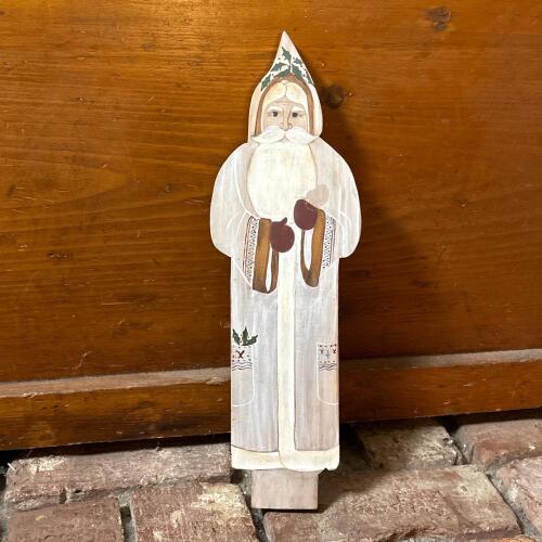 Painted Wooden Folk Art Santa Claus Figure